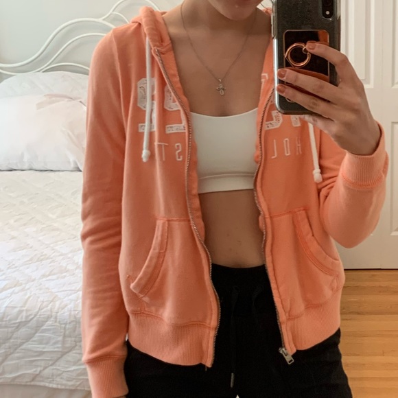 Hollister, Full Zip, Orange Hoodie - Picture 3 of 6